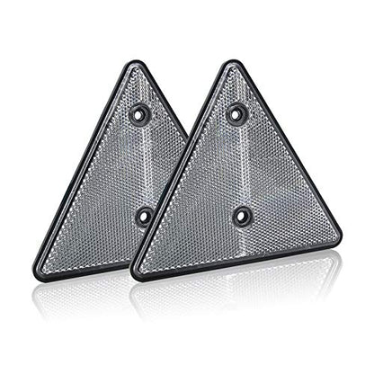 Tail Rear Back Marker Indicator Triangle Automotive Reflectors for Car Van Truck Trailer - White - Pack of 2