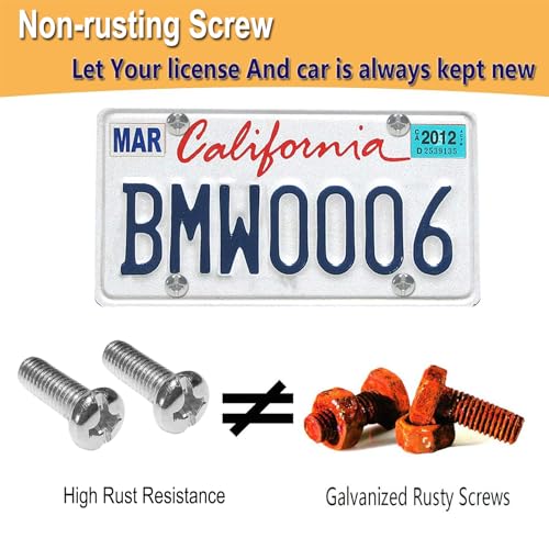 BGGTMO Chrome License Plate Screw Caps-Gloss Finish Screw Covers and License Plate Bolts, Rust Resistant License Plate Frames Hardware, Machine Plate Bolt Fastener Kits - color: Screw Caps-Chrome