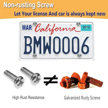 BGGTMO Chrome License Plate Screw Caps-Gloss Finish Screw Covers and License Plate Bolts, Rust Resistant License Plate Frames Hardware, Machine Plate Bolt Fastener Kits - color: Screw Caps-Chrome