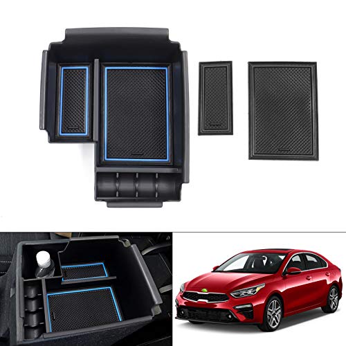 Autorder Center Console Organizer for 2019-2024 Kia Forte Accessories Armrest Storage Box Secondary Insert Tray with 2 Color Mats - size: 2019-2024 Kia Forte