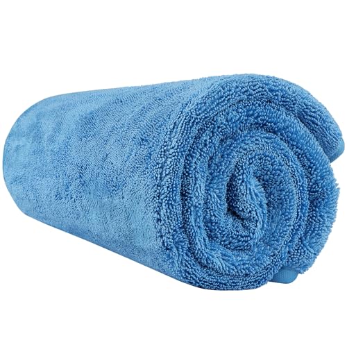 HOMEXCEL Professional Car Drying Towel (36"x 24") with Twisted-Loop Technology, 1200GSM for a Streak-Free Finish – Microfiber Towels for Cars, Trucks, SUVs, RVs and Motorcycles, Blue - color: Blue, size: 36 x 24 Inch