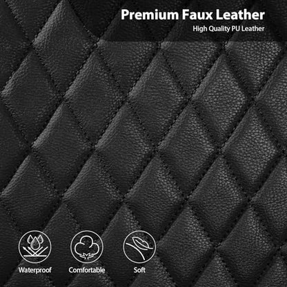 CAR PASS Quilting Faux Leather Seat Covers Full Set, Waterproof Deluxe Premium Seat Cover with 5mm Composite Sponge Inside, Airbag Compatible Auto Seat Cover Universal Fit for 95% Sedan SUV Van, Black - color: Black and Black, size: Full Set (Front and Re