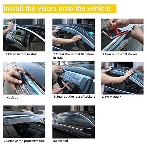 Window Visors Compatible with 2012-2016 Honda CRV CR-V Smoke Tint with Chrome Trim Outside Mount Tape On/Clip On Style PVC Sun Rain Guard 4pcs - size: 12-16 CRV