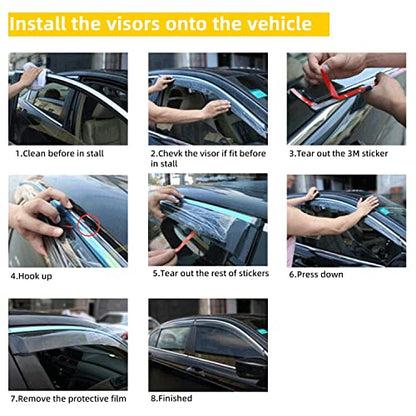 Smoke Tint with Chrome Trim Window Visors Compatible with 2007-2011 CRV CR-V Outside Mount Tape-On Style PVC Sun/Rain Guard Vent 4pcs - size: 07-11 CRV
