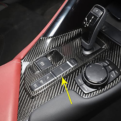 Fit for Toyota GR Supra A90 2019-2022 Real Carbon Fiber Trim Center Control Gear Shift Button Panel Cover Car Interior Accessories (Carbon Fiber Black) - color: Carbon Fiber Black