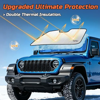 Windshield Sun Shade Compatible for 2020-2024 Toyota 4Runner Silver Reflective Foldable Front Sun Visor Sunshade Protector with Storage Bag Keep Interior Cool - size: 2020-2024-Toyota-4Runner