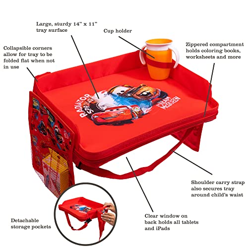 J.L. Childress Disney Baby 3-IN-1 Kids Travel Tray & Tablet Holder - Car Seat Lap Tray Desk for Toddlers, Road Trip Essentials, Activity Table, Travel Accessories - Cars - style: Cars