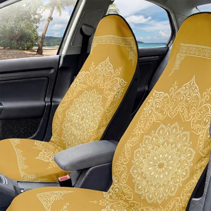 2 Pack Car Seat Towel Covers, Sweat-Proof Microfiber Seat Protectors for Gym, Running, Beach & Workout, Breathable Quick-Dry, Machine Washable, Gold Mandala Print, Universal Fit - color: Gold Mandala