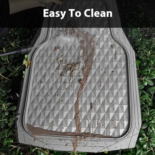 CAR PASS Heavy Duty Rubber Car Mats, Gray Deep Dish All-Weather Car Floor Mat Full Set Durable Anti-Slip 3D Rhombus Waterproof Trim Fit Liner Universal Fit Automotive,Sedan,SUV,Truck, 3 Pcs Light Gray - color: Slate Gray