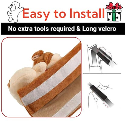 2 PCS Seat Belt Cover Pad, Cute Kawaii Animal Dog Seatbelt Covers for Kids and Adults, Winter Plush Fluffy Soft Seat Belt Cover, Cartoon Seatbelt Cushion,Car Seat Strap Pads (E-Dog) - color: E-Dog