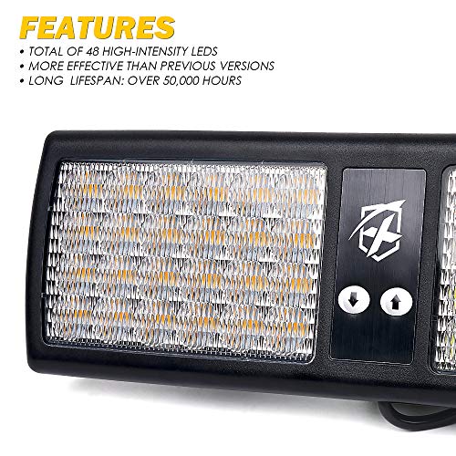 Xprite Amber Green 48LED Visor Strobe Flashing Lights Interior Windshield Sunshield Emergency Warning Lights for Police Volunteer Firefighter Vehicles Trucks - color: Amber Green
