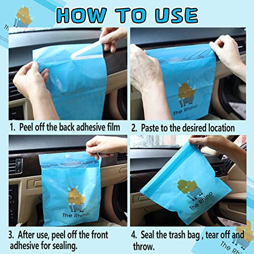 54pcs Car Trash Bags Easy Stick-On Disposable Portable Car Garbage Bags, Waterproof Leak Proof Barf Vomit Bags, Self Adhesive Cleaning Bags for Cars, Bedrooms, Bathrooms, Offices, Kitchens - Pattern B - color: B-54 Pieces