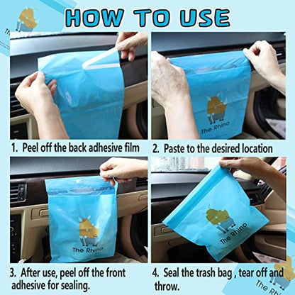 72pcs Car Trash Bags Easy Stick-On Disposable Portable Car Garbage Bags, Waterproof Leak Proof Barf Vomit Bags, Self Adhesive Cleaning Bags for Cars, Bedrooms, Bathrooms, Offices, Kitchens - Pattern B - color: B-72 Pieces