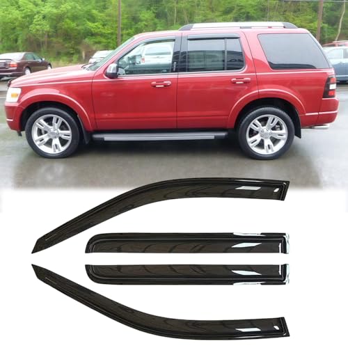 94819 Side Window Wind Deflector Window Visor fit for 2002 - 2010 Explorer (4 - Door)/Mercury Mountaineer, 2003 - 2010 Lincoln Aviator, 4pcs Protective Replacements Rain Guards Set - size: 94819