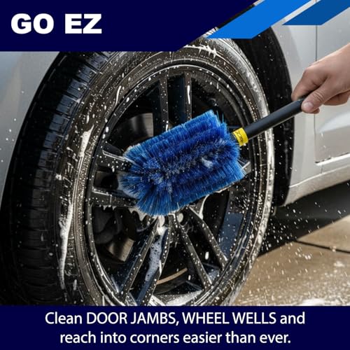 EZ Detail Go Brush for Cars | Flexible Wheel, Tire, and Engine Detailing Brush | Chemical-Resistant Bristles | Fits EZ Detail Brush System, Wheel Wells, and Aros