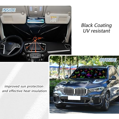 Color Butterfly Car Windshield Sun Shade - Foldable Umbrella Sunshade for Front Window - color: Color Butterfly