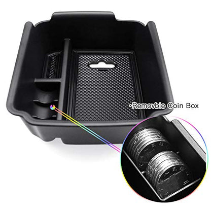 SKTU Center Console Organizer Compatible with 2018-2020 Tiguan Allspace LWB Accessories Insert ABS Black Materials Tray Armrest Secondary Storage Box - color: 2018-2020 Tiguan