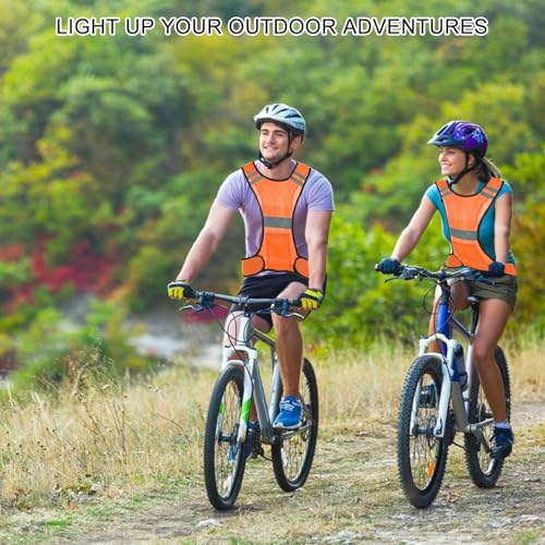 Ptwola Reflective Running Vest High Visibility Running Gear with Large Pocket Night Lightweight Reflective Safety Vest - color: Orange