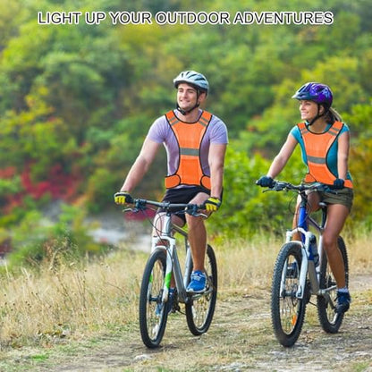 Ptwola Reflective Running Vest High Visibility Running Gear with Large Pocket Night Lightweight Reflective Safety Vest - color: Orange