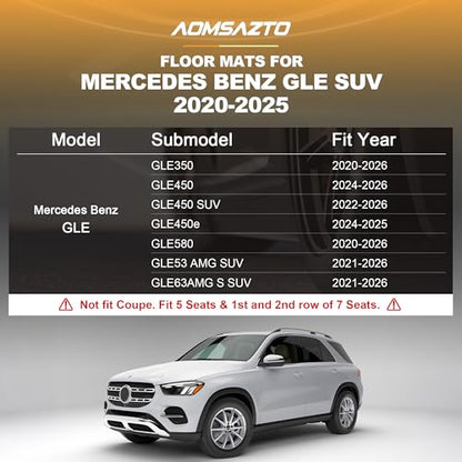Floor Mats and Cargo Liner Compatible with 2020-2026 Mercedes Benz GLE 350 GLE 450 AMG GLE 53/43 / 63 S (5 Seats, Not for Coupe) : AOMSAZTO Custom Fit All Weather Car Mat Trunk Liner - 1st & 2nd Row - style: 3) for Mercedes Benz GLE | 2020-2026 | Floor+Ca