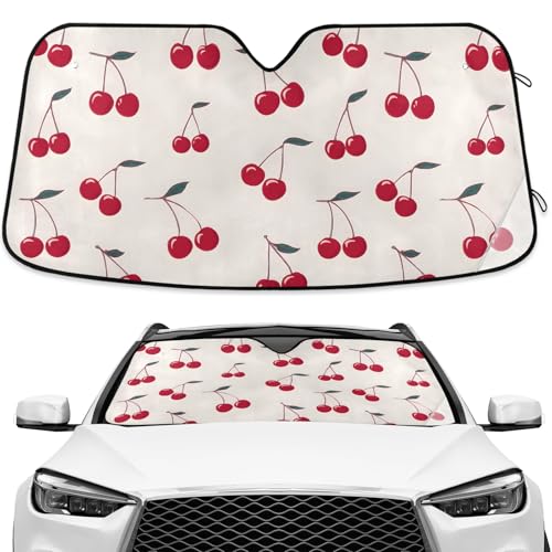Cherry Pattern Windshield Sunshade Car Sun Shade Front Window Shade for Truck SUV Blocks UV Rays Sun Reflector Visor Protector Accordion Folding - color: Multi114