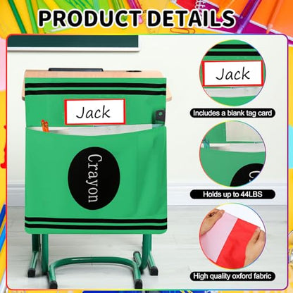 12 Pack Crayon Chair Pockets for Classroom 18.5'' x 19'' Preschool Seat Pockets Kindergarten Crayon Classroom Decor Elementary Back to School Teacher Chair Storage Organizer with Name Slot - style: Crayon