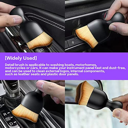 AOCISKA Car Interior Detailing Brush,Soft Bristle Cleaning Brush Car Detailing Brush Dusting Brush,Car Interior Cleaning Tool,Auto Detail Brush Car Dash Duster Brush (Black&White with Cap) - color: Black&white With Cap