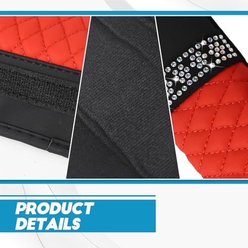 wuyaoyao 2PCS Bling Car Seat Belt Cover Pad, Breathable Leather Seatbelt Covers for Cars, Soft Comfortable Seatbelt Shoulder Strap Covers, Rhinestone Auto Seat Belt Protector Cushion (Red) - color: Red
