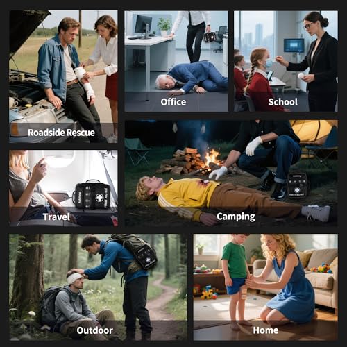 520 Pieces Premium First Aid Kit - Large Emergency Medical Kit for Survival, Car, Home, Travel, Camping, Backpack, Hiking, School (Black) - color: Black