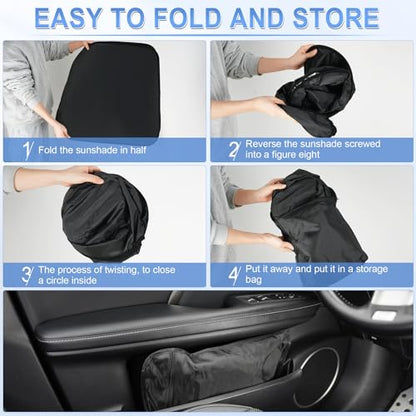 SINGARO 300T Universal Car Windshield Sun Shade, Foldable Reflective for Windshield & Window Shades with Overlapping Design, Car Interior Accessories (68.8" L x 35" W) - size: Pickup Truck