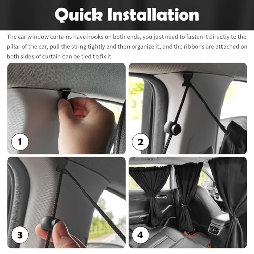 3PCS Car Window Shades Kit,Thickened Vinyl Coated Car Window Covers for Privacy and Maintaining Cool Auto Interior Temperature,Universal Cars Curtains for Windows - color: Small