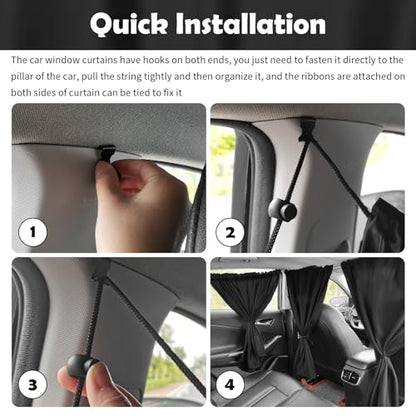 3PCS Car Window Shades Kit,Thickened Vinyl Coated Car Window Covers for Privacy and Maintaining Cool Auto Interior Temperature,Universal Cars Curtains for Windows - color: Small