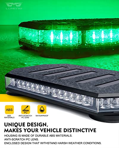 LUMENIX 42 LED Roof Top Strobe Beacon Light Bar Hazard Warning Emergency Flashing Plow Lights with Controller for Law Enforcement POV Vehicles Tow Trucks Snowplow Postal Cars Green (Patent Design) - color: Green