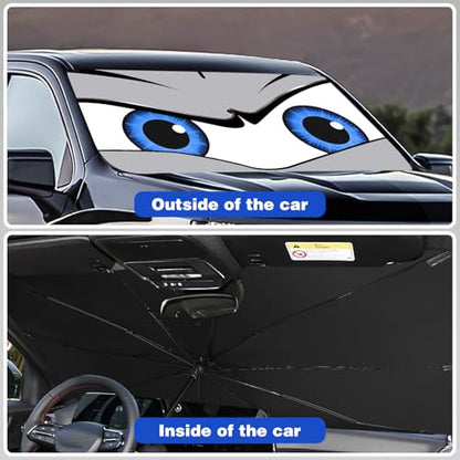 Upgraded Car Windshield Sun Shade Umbrella, Car Shade Front Windshield Sun Shade, Foldable Umbrella for Block UV Rays & Sun Heat Protection, 57"X31" - color: Grey