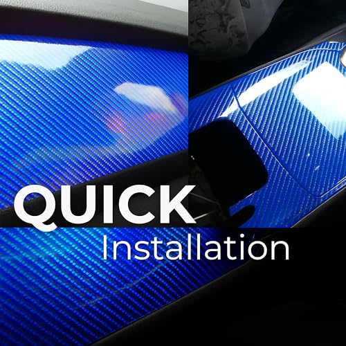 RockRose Carbon Fiber Vinyl Wrap, Anti-Wrinkle, Air Release, Automotoive Bubble Wrap, Self Adhesive Vinyl Stickers DIY Decals (5FT x 60FT, 7D Blue) - color: 7D Blue, size: 5ft X 60ft