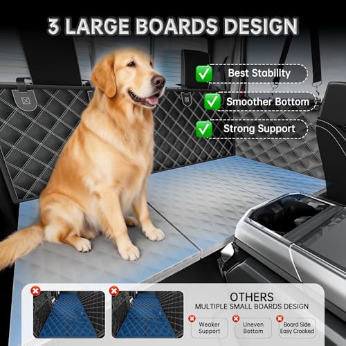 RYNVALE [2026 Upgraded] Hard Bottom Car Seat Cover for Dogs, 600lbs Heavy Duty Back Seat Extender, Waterproof Dog Car Hammock with Detachable Mat, Fits Full Size SUV & Trucks, 2-4 Large Dogs, XL - size: X-Large