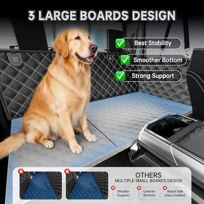 RYNVALE [2026 Upgraded] Hard Bottom Car Seat Cover for Dogs, 600lbs Heavy Duty Back Seat Extender, Waterproof Dog Car Hammock with Detachable Mat, Fits Full Size SUV & Trucks, 2-4 Large Dogs, XL - size: X-Large