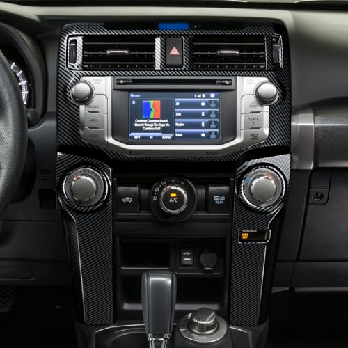 Car Air Conditioner Handle ABS Sticker Carbon Fiber Decal Cover Interior Trim Accessories for Toyota 4Runner SUV 2010-2025 Black - color: Air Conditioner Handle