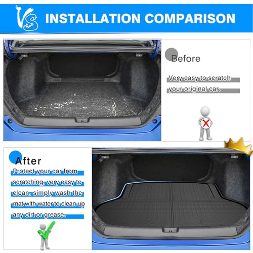 Powerty Only Fit for Trunk Mat Honda Civic Sedan 2016-2021 All Weather TPO Rear Cargo Liner (Not for 2-Doors Models, Not Fit for Hatchback) - size: Cargo Mat｜For｜16-21｜Honda Civic Sedan