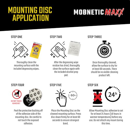 Mob Armor MobNetic Maxx - USA Assembled Magnetic Phone Holder for Car, Magnetic Car Phone Mount, 90-Degree Tilt, 360-Degree Rotation, Aluminum Metal, Compatible with iPhone & Android - Black Chrome - color: Black Chrome