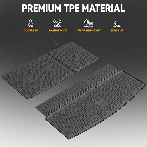 Cargo Mat for 2018-2024 Ford Expedition/Lincoln Navigator 7/8 Seats, Full Coverage All Weather Trunk Cargo Liner with 3rd Row Backrest Protectors (Not fit Max or L Model)