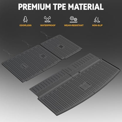 Cargo Mat for 2018-2024 Ford Expedition/Lincoln Navigator 7/8 Seats, Full Coverage All Weather Trunk Cargo Liner with 3rd Row Backrest Protectors (Not fit Max or L Model)