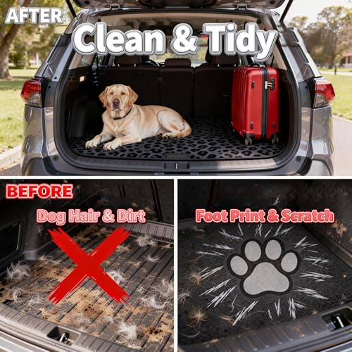 Universal Car Trunk Mat 29" x 39", Black Leopard Print All Weather Durable Cargo Mat Protector for SUV, Truck, Van | Stylish Cargo Liner Cover Leopard Print Car Accessories - color: Black Leopard Print