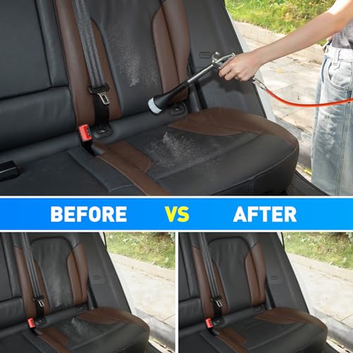 MYPIN Car Cleaning Gun, 6-9.2Bar, High Pressure Air Blow Gun with 2 Set Nozzle&Towel, Interior Car Cleaning for Vehicle Upholstery Carpet Seat - color: Black
