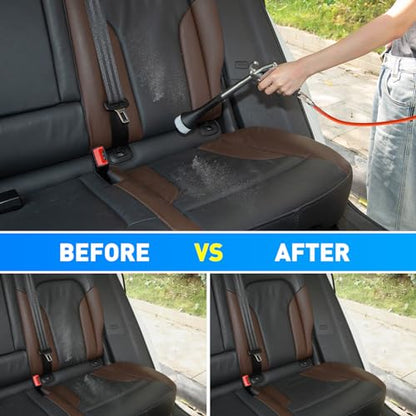 MYPIN Car Cleaning Gun, 6-9.2Bar, High Pressure Air Blow Gun with 2 Set Nozzle&Towel, Interior Car Cleaning for Vehicle Upholstery Carpet Seat - color: Black