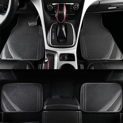 CAR PASS Car Floor Mats, Edge Leather Waterproof Car Mats with Double Stitch Line and Anti-Slip Backing Design, Fit 95% Automotive,SUVS,Sedan,Vans (Pure Gray) - color: Gray