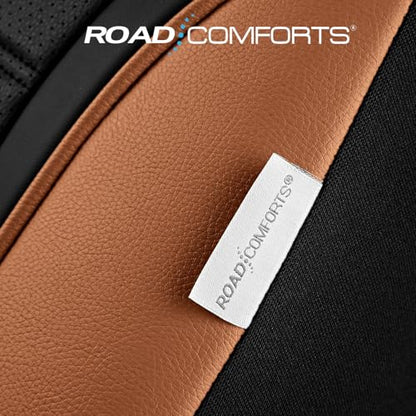 Road Comforts Leather Seat Covers, Breathable Car Seat Covers Front Seat for Men,Airbag Compatible, Automotive Seat Covers Set Universal Fit Most Cars,Vans,Truck,SUV - color: Brown Front