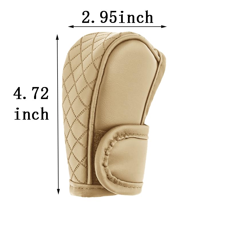 Cxtiy Gear Shift Knob Cover PU Leather Car Stick Shift Knob Cover Universal Fit for Most Cars, Non-Slip Gear Shifter Protector, Stylish Gear Shift Hoodie (Beige) - color: Beige