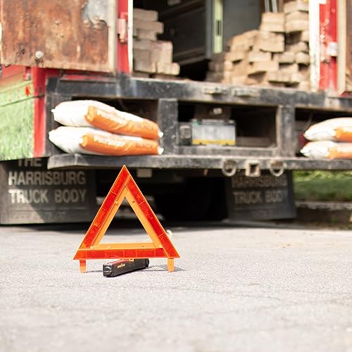 Goodyear Collapsible Safety Triangle GY3021 Reflective Portable Roadside Car Warning with Weighted Base - Orange