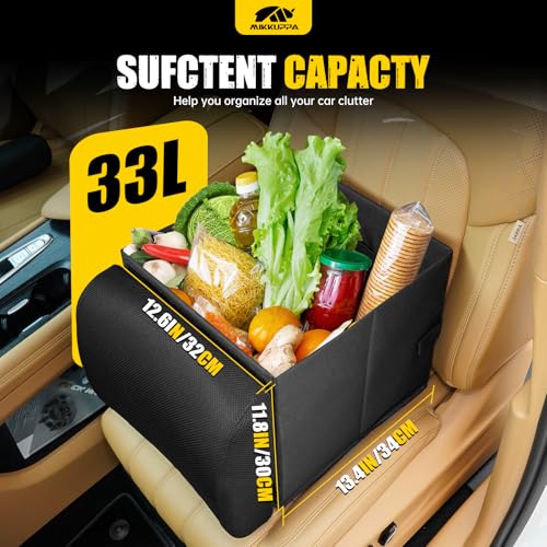 MIKKUPPA Car Seat Organizer & Lumbar Support - 33L Collapsible Front & Back Seat Organizer with Removable Back Support Pillow, Car Storage for SUV Auto Truck Van